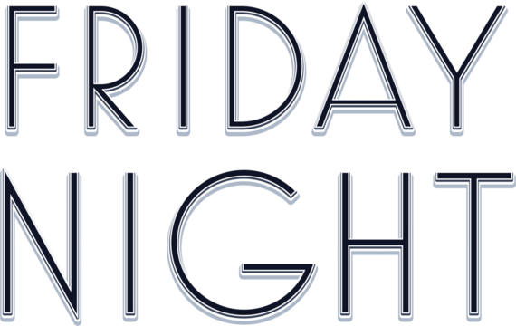 Digital png text of friday night on transparent background - Powered by Adobe