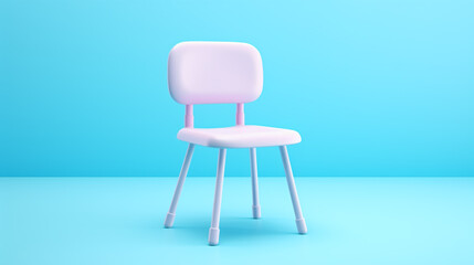 Pink chair isolated on a blue room.