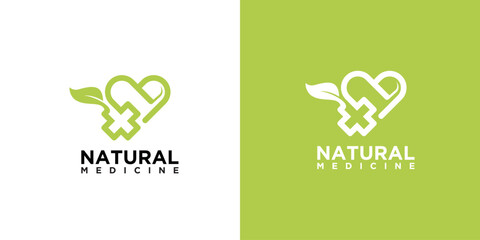 natural health service love logo, hospital logo and medical design vector illustration natural health, natural medicine

 - obrazy, fototapety, plakaty