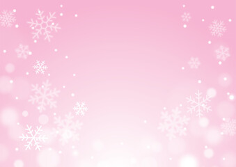 冬の光彩キラキラなクリスマス雪結晶背景ピンク
