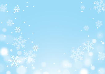 Naklejka na ściany i meble 冬の光彩キラキラなクリスマス雪結晶背景ブルー