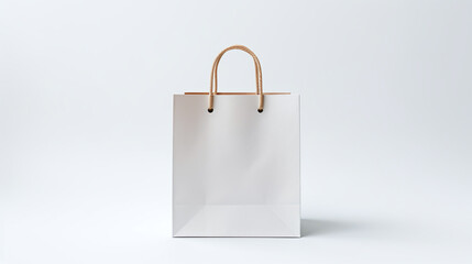 Blank white paper shopping bag on white background. - obrazy, fototapety, plakaty
