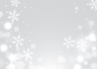 Fototapeta na wymiar 冬の光彩キラキラなクリスマス雪結晶背景シルバー