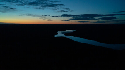 Esson Lake from an aerial view at dusk