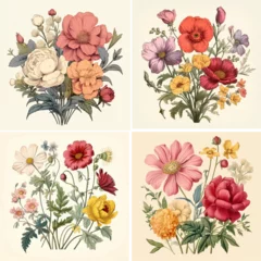 Gardinen flower leaves, blossom, poppy, invitation, rose watercolor set pattern vector background © shabanashoukat49