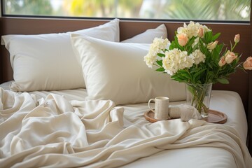 Photo of Plain Cream soft Modern king bed