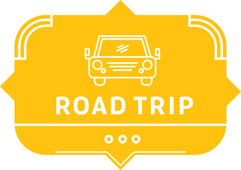 Digital png illustration of yellow badge with road trip text on transparent background