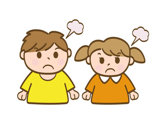  怒っている男の子と女の子_小学生低学年_幼児