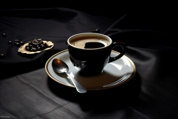 Dark, elegant coffee in a simple mug. Generative AI