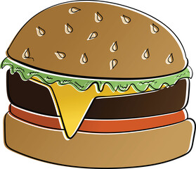 Digital png illustration of hamburger with cheese on transparent background