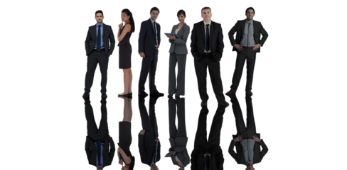Digital png photo of diverse business people standing on transparent background
