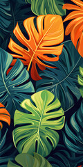 Colorful tropical leaves illustration background