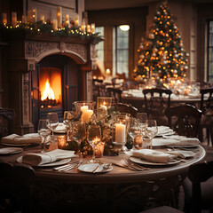 Fototapeta na wymiar table setting in Christmas atmosphere