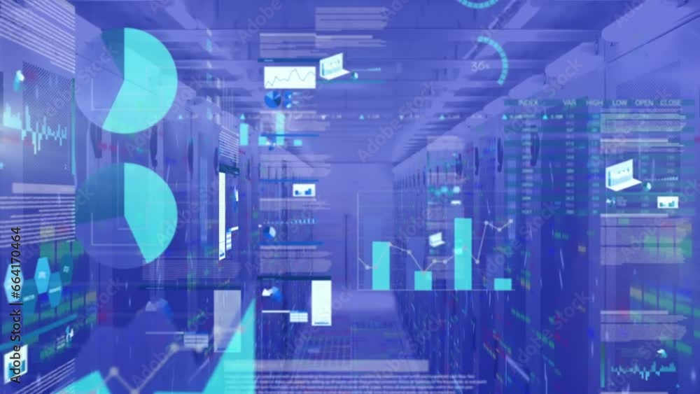 Poster animation of data processing over computer servers