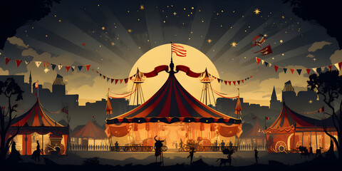 Colorful retro circus illustration background - obrazy, fototapety, plakaty