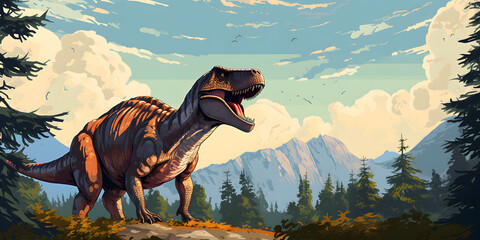 Dinosaur in nature illustration background