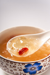A bowl of sweet and refreshing white fungus syrup, a Cantonese dessert