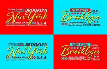 Brooklyn New York urban calligraphy typeface superior vintage, Short phrases quotes, typography, slogan grunge, posters, labels, etc.