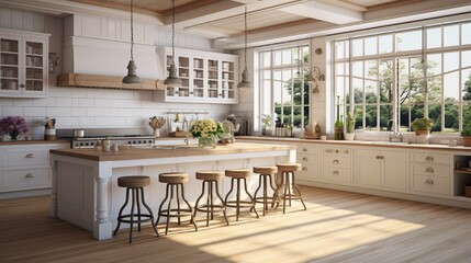 bright, spacious and modern farmhouse style kitchen