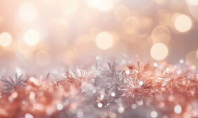 Obraz na płótnie Canvas Whimsical Christmas wonderland dominated by pink and silver.