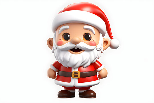 santa claus in the style of simplistic cute cartoon 3D render on white background