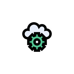 Cloud storage icon symbol vector image. Illustration of the database server hosting cloud system digital design image