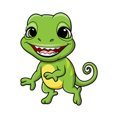 Cute chameleon cartoon on white background