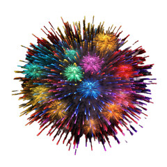 Sparkling fireworks isolated on transparent background for new year, anniversary, birthday celebration