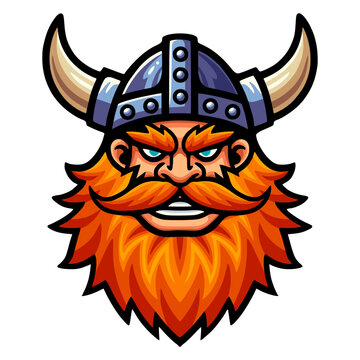Viking head mascot vector illustration. Cartoon
viking head logo design for mascot, emblem, patch,
insignia, sticker, t-shirt, sport team, print