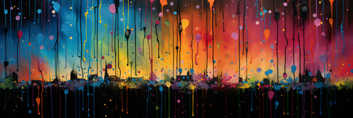 abstract colourful rain art background banner