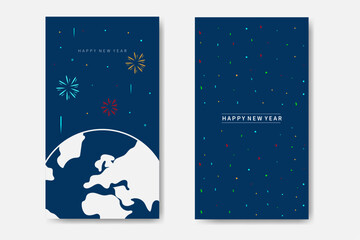 Happy New Year Story Template With Firework And Planet Bundle