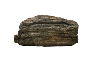 A big gneiss schist rock stone isolated on white background.  high-grade regional metamorphism.