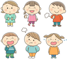 かわいい子供達の表情セット