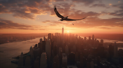 Amazing Flying Backwards Above Manhattan Buildings New York