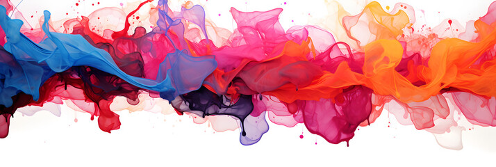 abstract pink and blue ink cloud splash art background banner