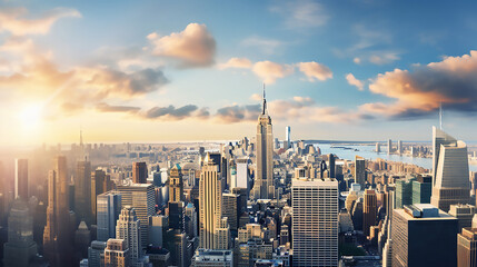 Fantastic New York Skyline Panorama mit Empire State Building - obrazy, fototapety, plakaty