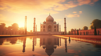 Amazing view on the Taj Mahal in sun light