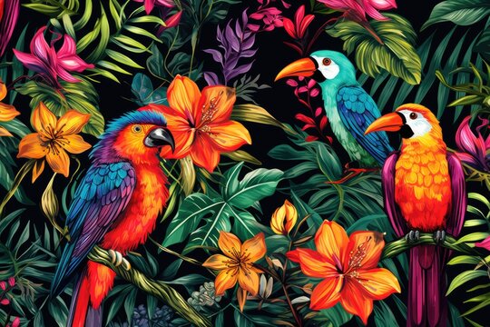 Colorful birds illustration