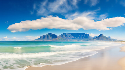 Wide Angle View of Table Mountain One of the Natural Wonders