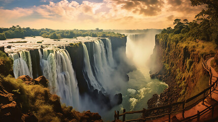 Victoria Falls Africa Panorama - obrazy, fototapety, plakaty
