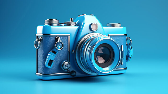 Amazing 3D Rendered Illustration of a Blue Camera