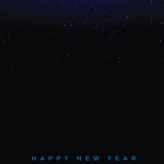 Christmas and Happy New year card with falling snowflakes on black. Vector