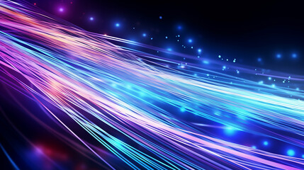 Fantastic Bundles of Abstract Optical Fiber Lines Bright Light