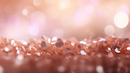 Rose Gold and Pink Glitter Defocused Abstract Holiday