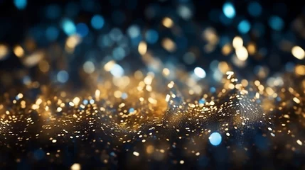 Foto op Canvas Beautiful Background of Abstract Glitter Lights Gold Blue © BornHappy