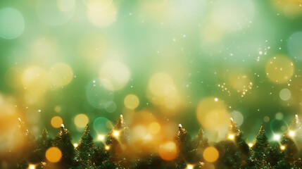 Obraz na płótnie Canvas Amazing Christmas Tree Bokeh Light in Green Yellow Golden