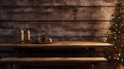 Christmas Wooden Table and Tree