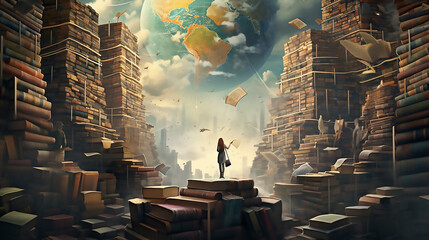 Amazing World of Books Concept - obrazy, fototapety, plakaty