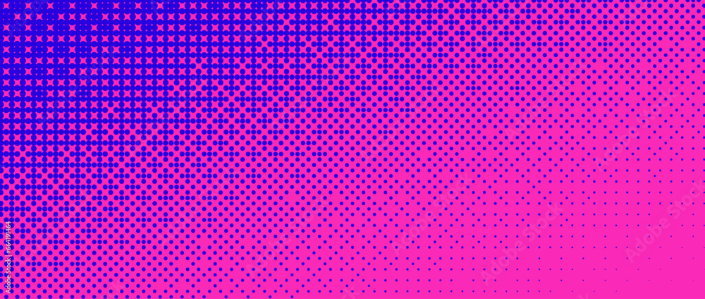 Aufkleber Pixelated corner gradient texture. Blue and pink dither diagonal pattern background. Abstract glitchy pattern. 8 bit video game screen wallpaper. Pixel art retro illustration. Vector bitmap backdrop