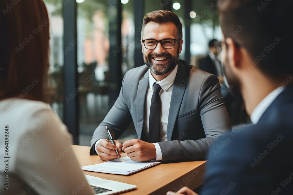 Wall mural business people in a recuiting interview